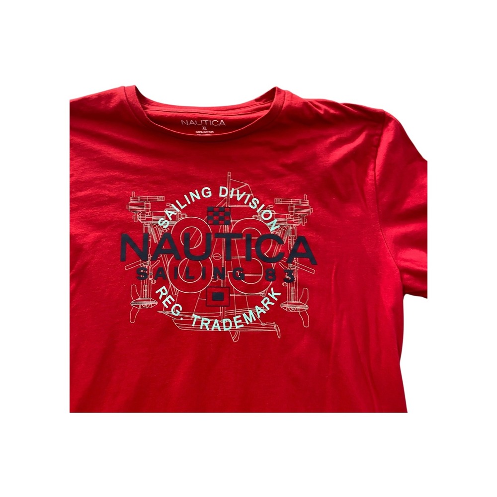 Nautica Sailing Division 83 Graphic‎ T-Shirt Red XL Men's Cotton